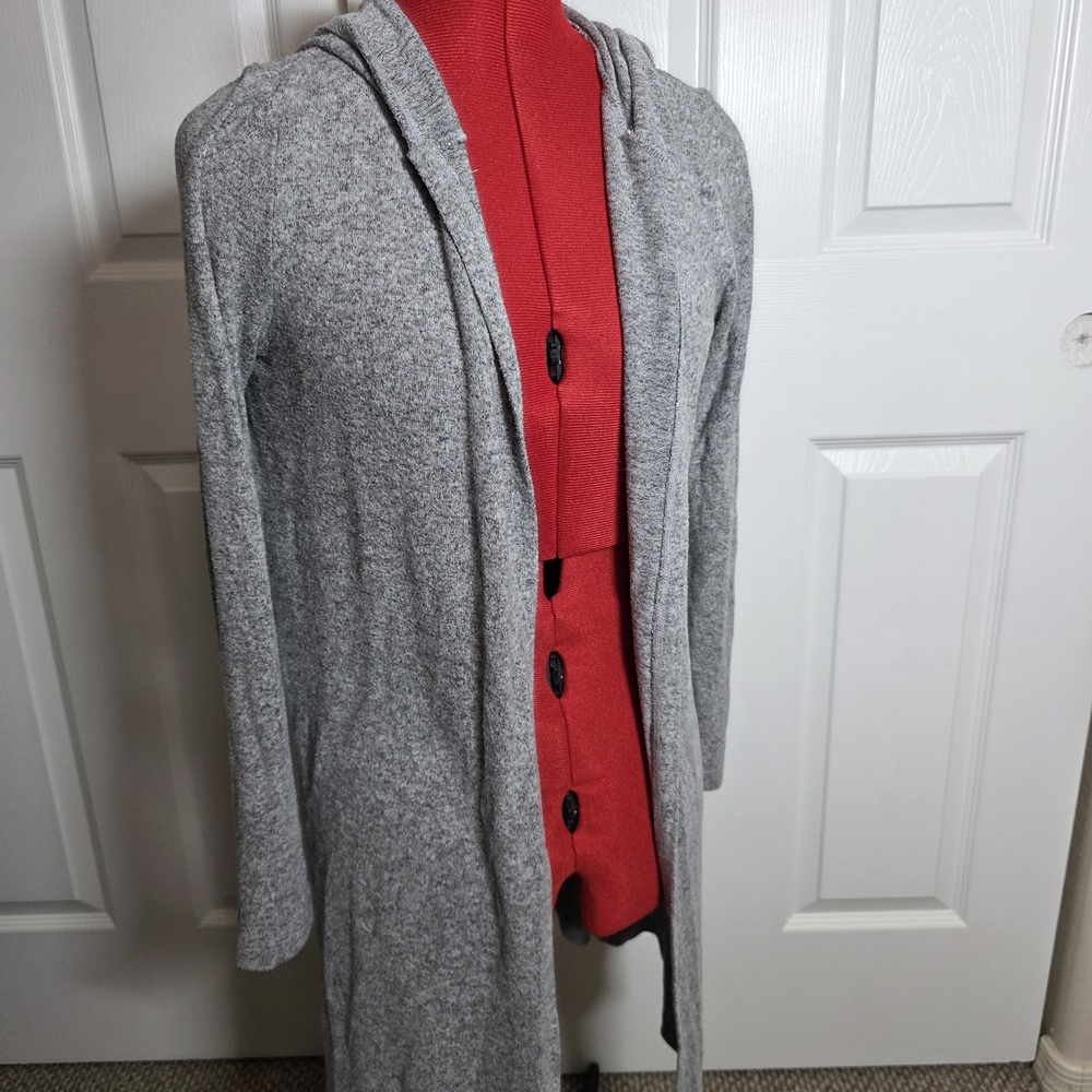 Iz Byer Gray Hooded Cardigan